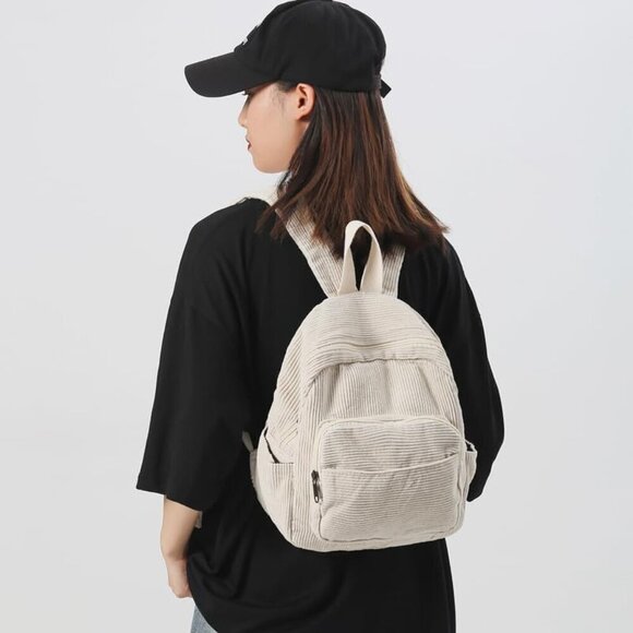 Mini Corduroy Backpack Purse for Women Small Casual Travel Organizer main image 7